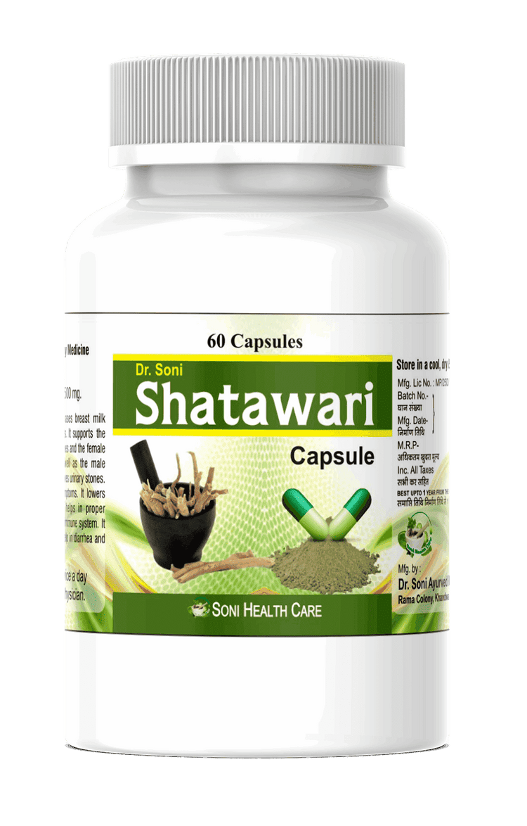 Dr. Soni Organic Shatavari Capsules for Women's Wellness Supplement (60 Capsule)