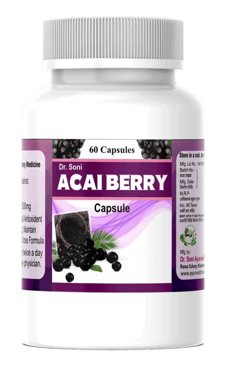 Dr.Soni Acai Berry/Berry Extract Capsule for Antioxidant,Skin Care & Nutrition Supplement (60 Capsules X 500mg),Acai Berry Extract Capsule
