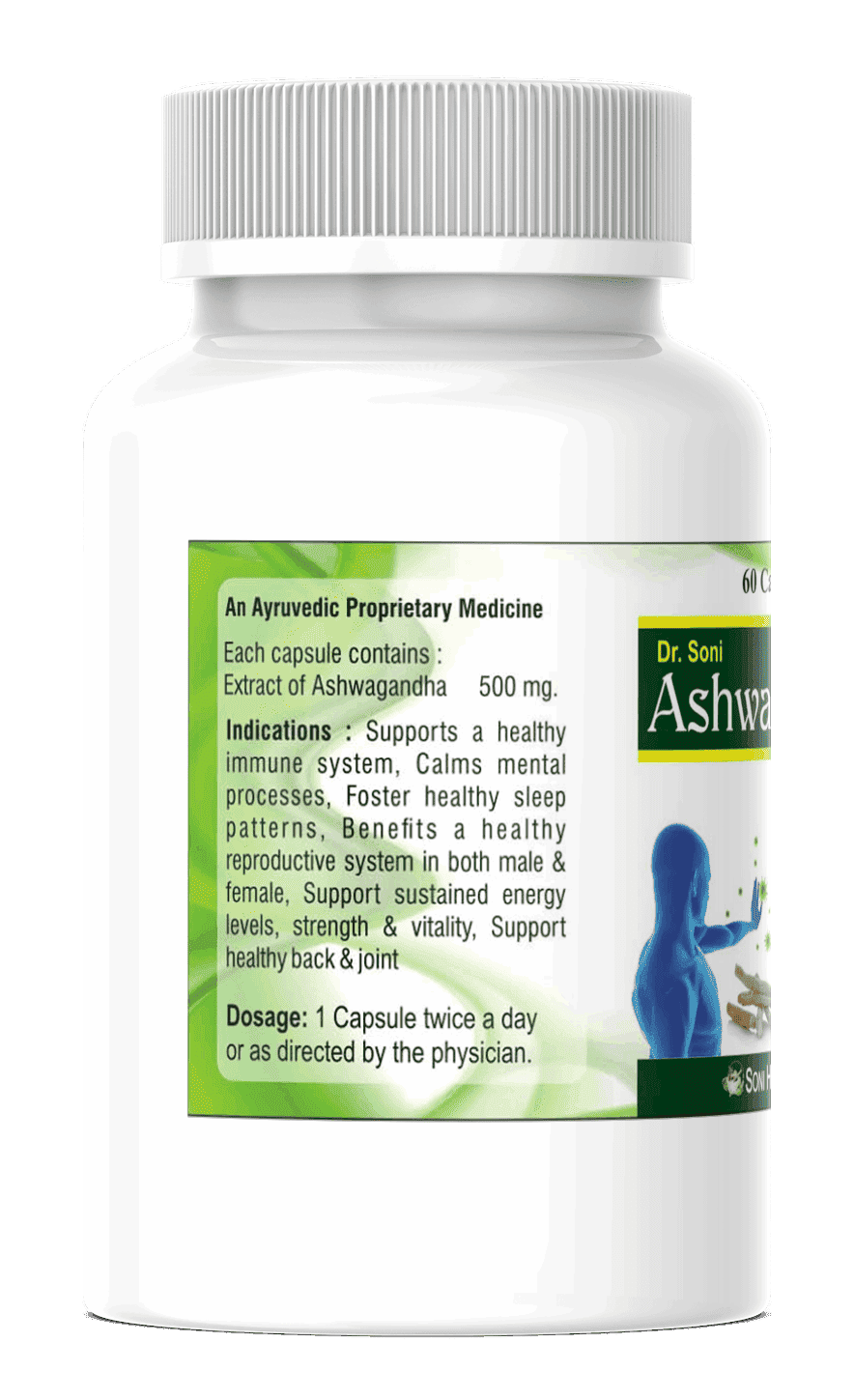 Dr.Soni Ashwagandha Capsules for Improves Muscles Strength, Energy and Immunity Booster,Stress, Ashwagandha Capsules (Pack of 60 Capsules ),Ashwagandha Ayurvedic Capsules