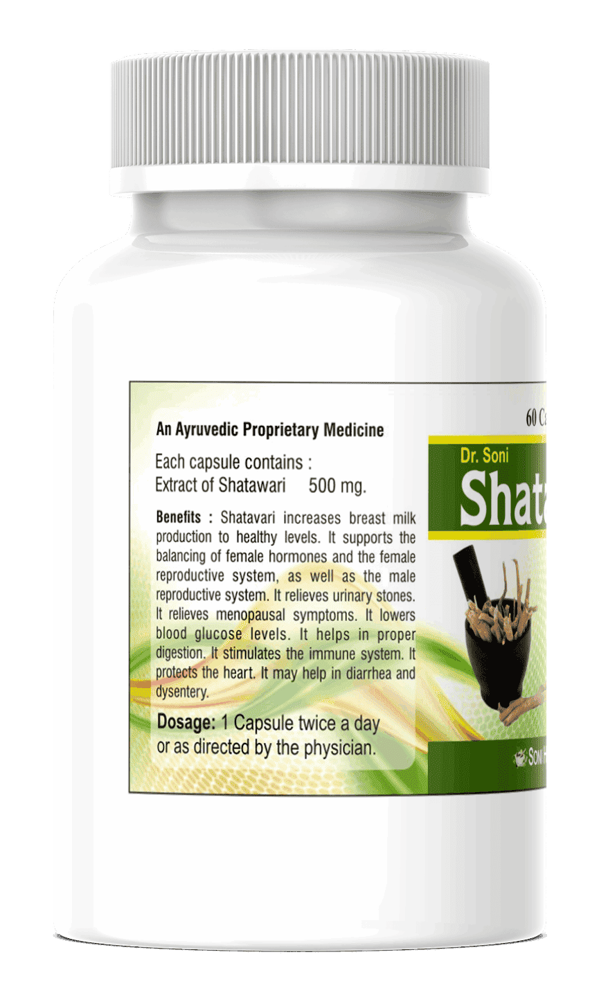 Dr. Soni Organic Shatavari Capsules for Women's Wellness Supplement (60 Capsule)
