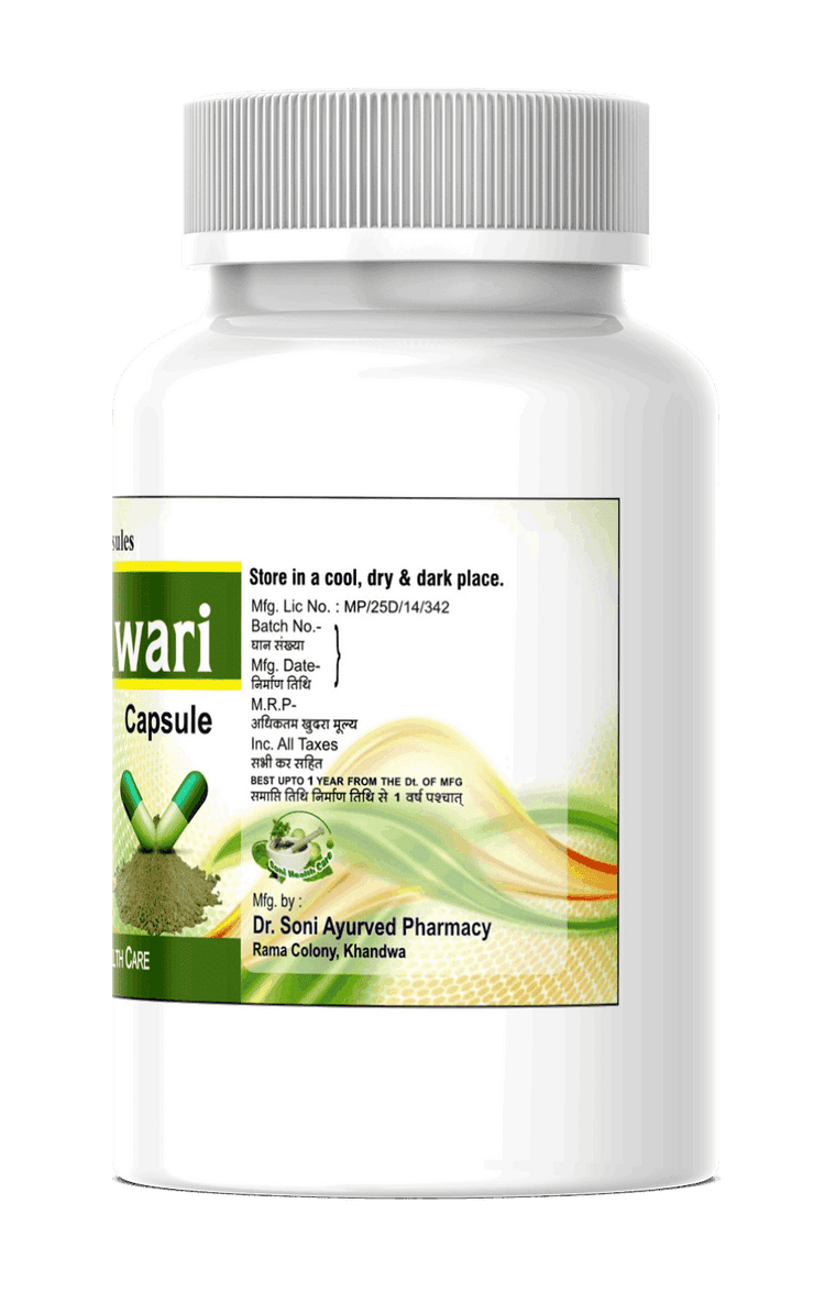 Dr. Soni Organic Shatavari Capsules for Women's Wellness Supplement (60 Capsule)