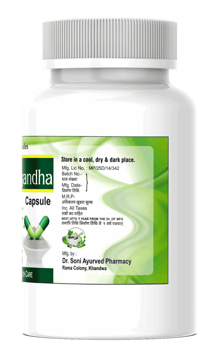 Dr.Soni Ashwagandha Capsules for Improves Muscles Strength, Energy and Immunity Booster,Stress, Ashwagandha Capsules (Pack of 60 Capsules ),Ashwagandha Ayurvedic Capsules