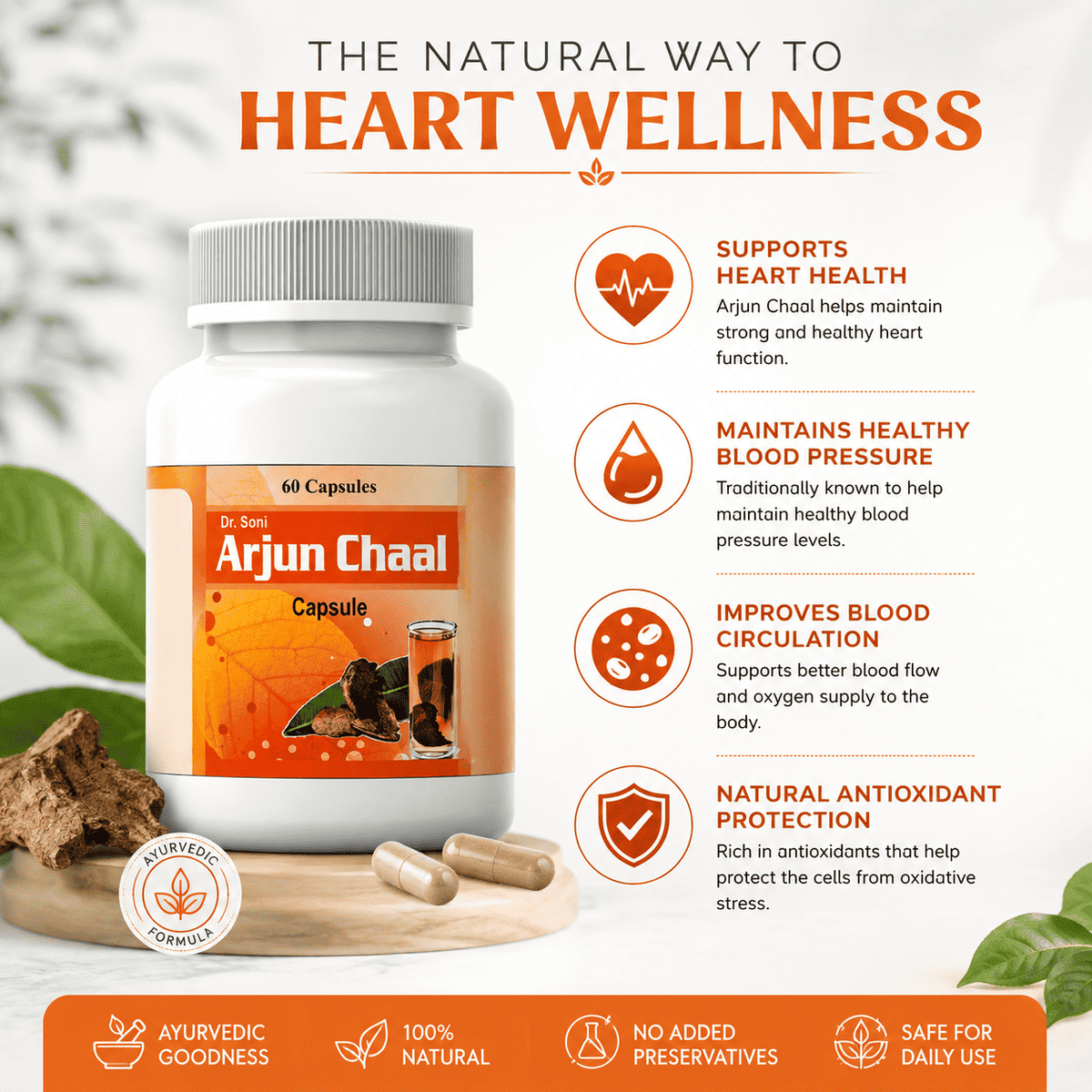 Soni Arjun Chaal Capsules for Cholesterol & Healthy Heart, Best Cardio Vascular tonic,Pure Ayurvedic,Natural & Herbal Supplimemt (500 mg X 60 Capsules X 2 Bottles)