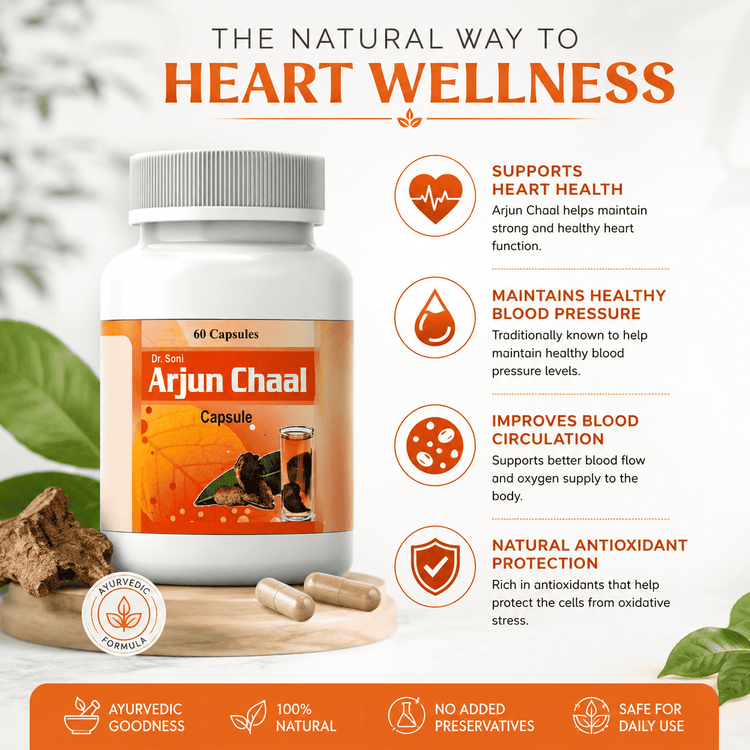 Soni Arjun Chaal Capsules for Cholesterol & Healthy Heart, Best Cardio Vascular tonic,Pure Ayurvedic,Natural & Herbal Supplimemt (500 mg X 60 Capsules X 2 Bottles)