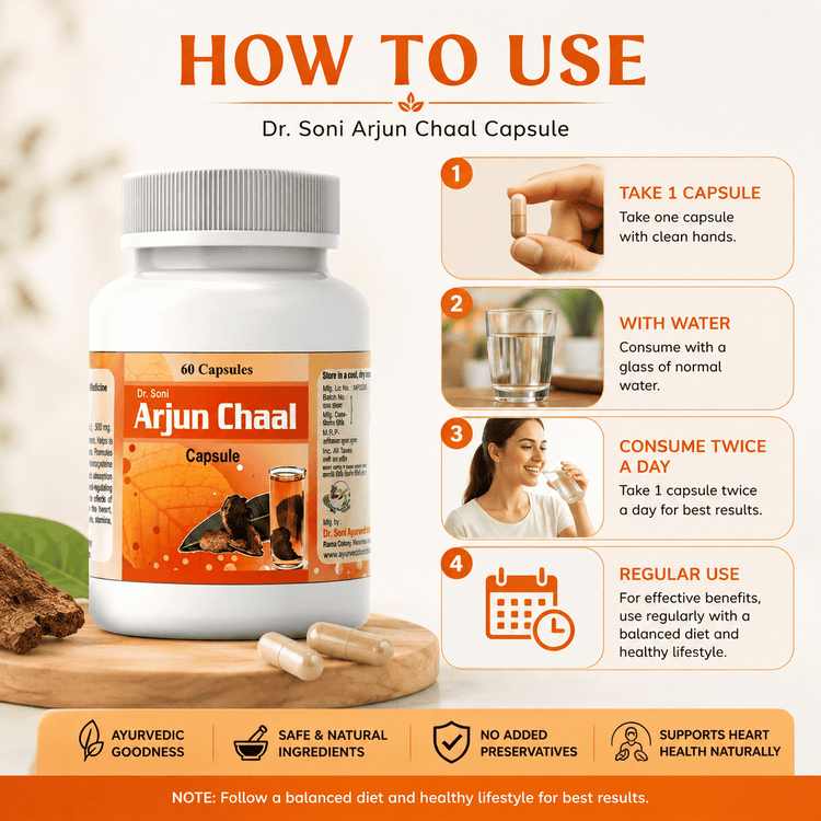 Soni Arjun Chaal Capsules for Cholesterol & Healthy Heart, Best Cardio Vascular tonic,Pure Ayurvedic,Natural & Herbal Supplimemt (500 mg X 60 Capsules X 2 Bottles)