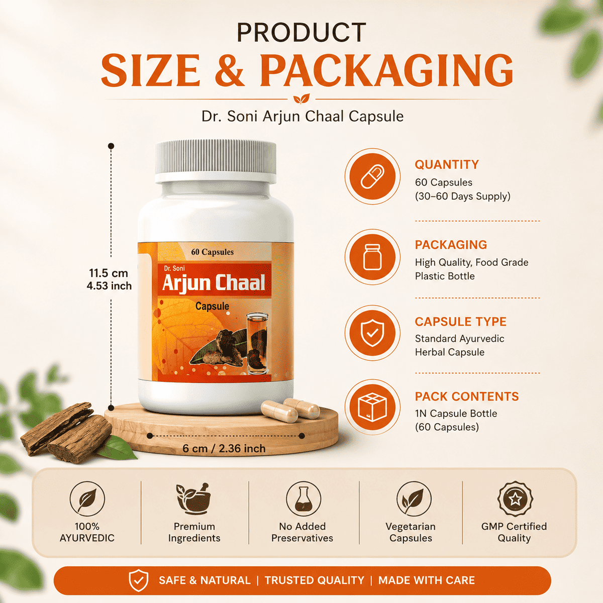 Soni Arjun Chaal Capsules for Cholesterol & Healthy Heart, Best Cardio Vascular tonic,Pure Ayurvedic,Natural & Herbal Supplimemt (500 mg X 60 Capsules X 2 Bottles)
