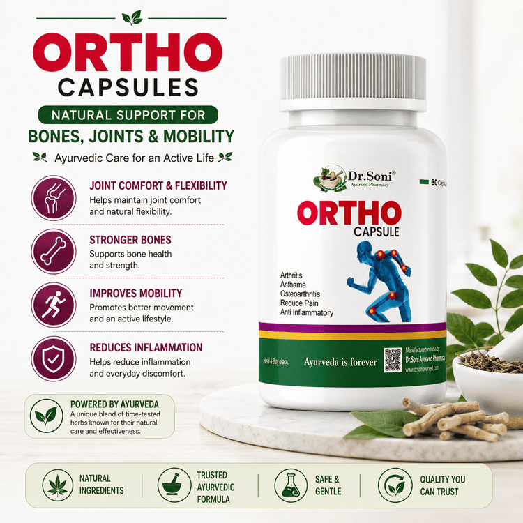 Dr. Soni Ortho Capsules | Joint Pain Relief, Gout & Arthritis Support | Bone & Cartilage Strength | Natural Anti-Inflammatory Herbal Supplement | 60 Veg Capsules