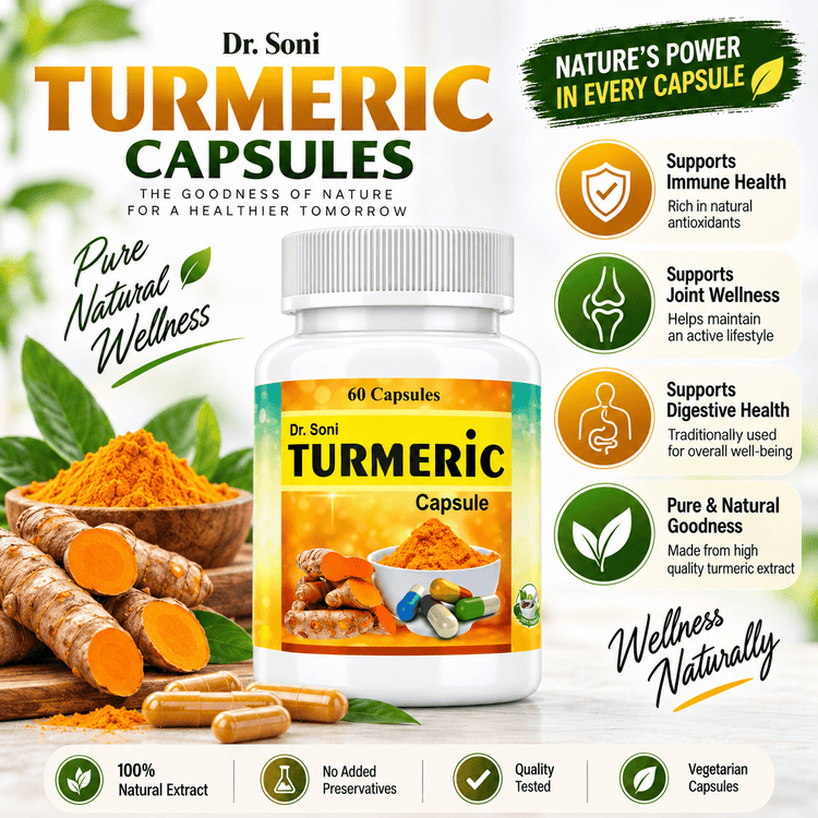 Dr.Soni Turmeric Curcumin for Boosts Immunity and Overall Health | Anti-Inflammatory | Antioxidant | - 60 Capsules Pack of 1 Extract Capsule