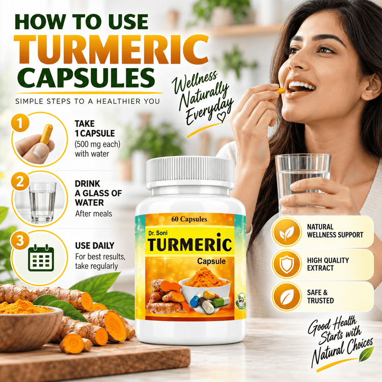 Dr.Soni Turmeric Curcumin for Boosts Immunity and Overall Health | Anti-Inflammatory | Antioxidant | - 60 Capsules Pack of 1 Extract Capsule