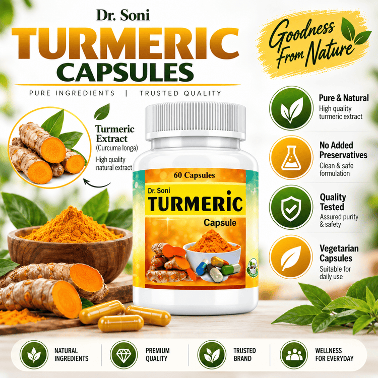 Dr.Soni Turmeric Curcumin for Boosts Immunity and Overall Health | Anti-Inflammatory | Antioxidant | - 60 Capsules Pack of 1 Extract Capsule