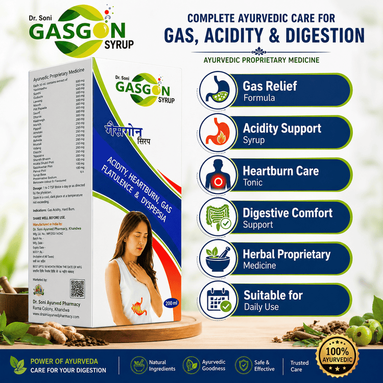 Dr.Soni Ayurvedic Digestive Gasgon Syrup Tonic Supplement for Gut Health,Promote, Body Relief from Constipation,Acidity & Bloating (200ml Pack of 1)