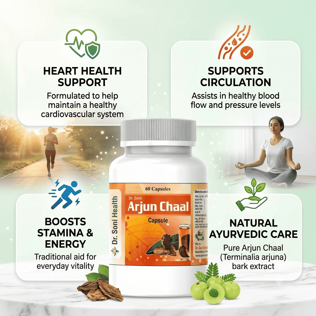 Soni Arjun Chaal Capsules for Cholesterol & Healthy Heart, Best Cardio Vascular tonic,Pure Ayurvedic,Natural & Herbal Supplimemt (500 mg X 60 Capsules X 2 Bottles)