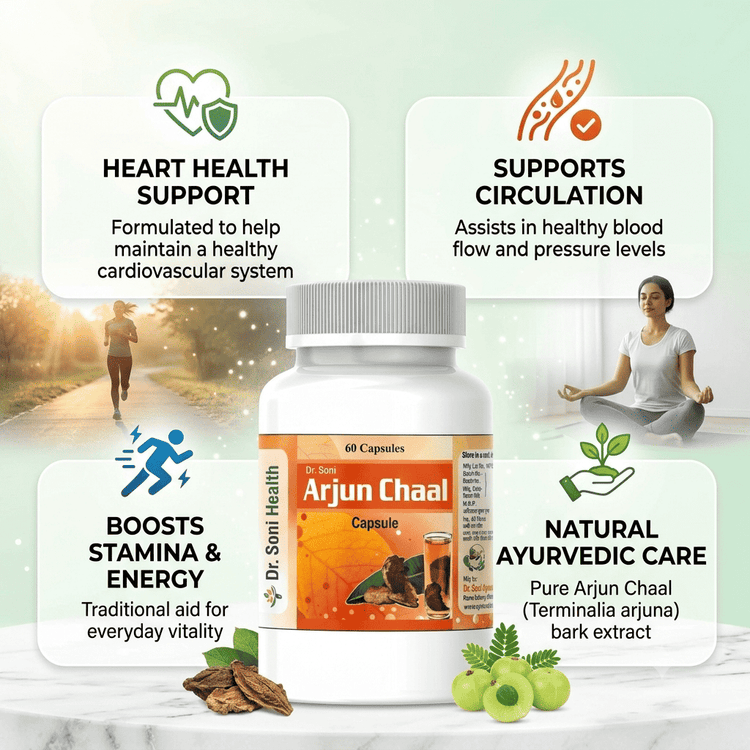 Soni Arjun Chaal Capsules for Cholesterol & Healthy Heart, Best Cardio Vascular tonic,Pure Ayurvedic,Natural & Herbal Supplimemt (500 mg X 60 Capsules X 2 Bottles)