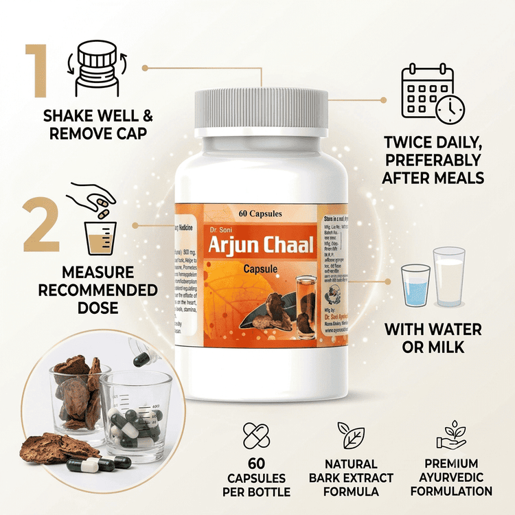 Soni Arjun Chaal Capsules for Cholesterol & Healthy Heart, Best Cardio Vascular tonic,Pure Ayurvedic,Natural & Herbal Supplimemt (500 mg X 60 Capsules X 2 Bottles)