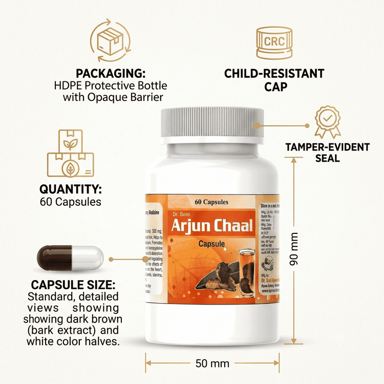 Soni Arjun Chaal Capsules for Cholesterol & Healthy Heart, Best Cardio Vascular tonic,Pure Ayurvedic,Natural & Herbal Supplimemt (500 mg X 60 Capsules X 2 Bottles)