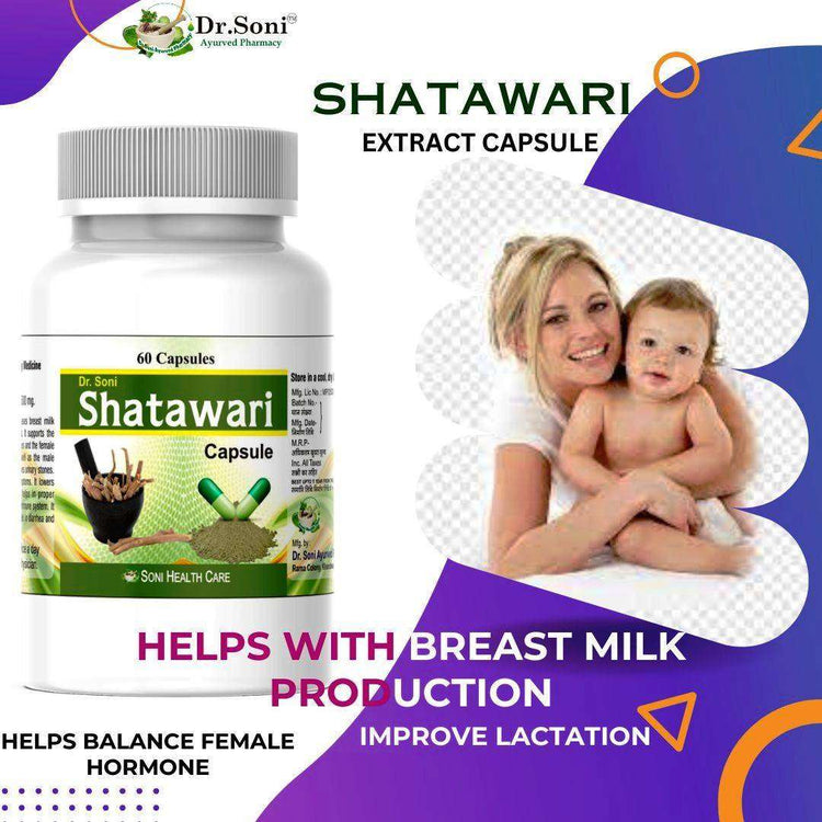 Dr. Soni Organic Shatavari Capsules for Women's Wellness Supplement (60 Capsule)